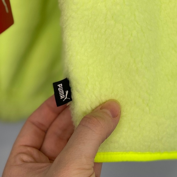 NWT Puma Womens Sherpa Fleece Jacket Neon Green Sz Large L Snap Closure Gorpcore - Picture 10 of 12